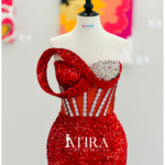 "LILY" Red Corset Prom Dress