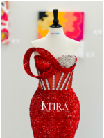 "LILY" Red Corset Prom Dress