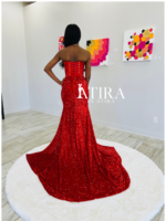 "LILY" Red Corset Prom Dress - Image 3